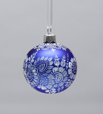Marineblau Christbaumkugel im Oppeln-Blumenmuster