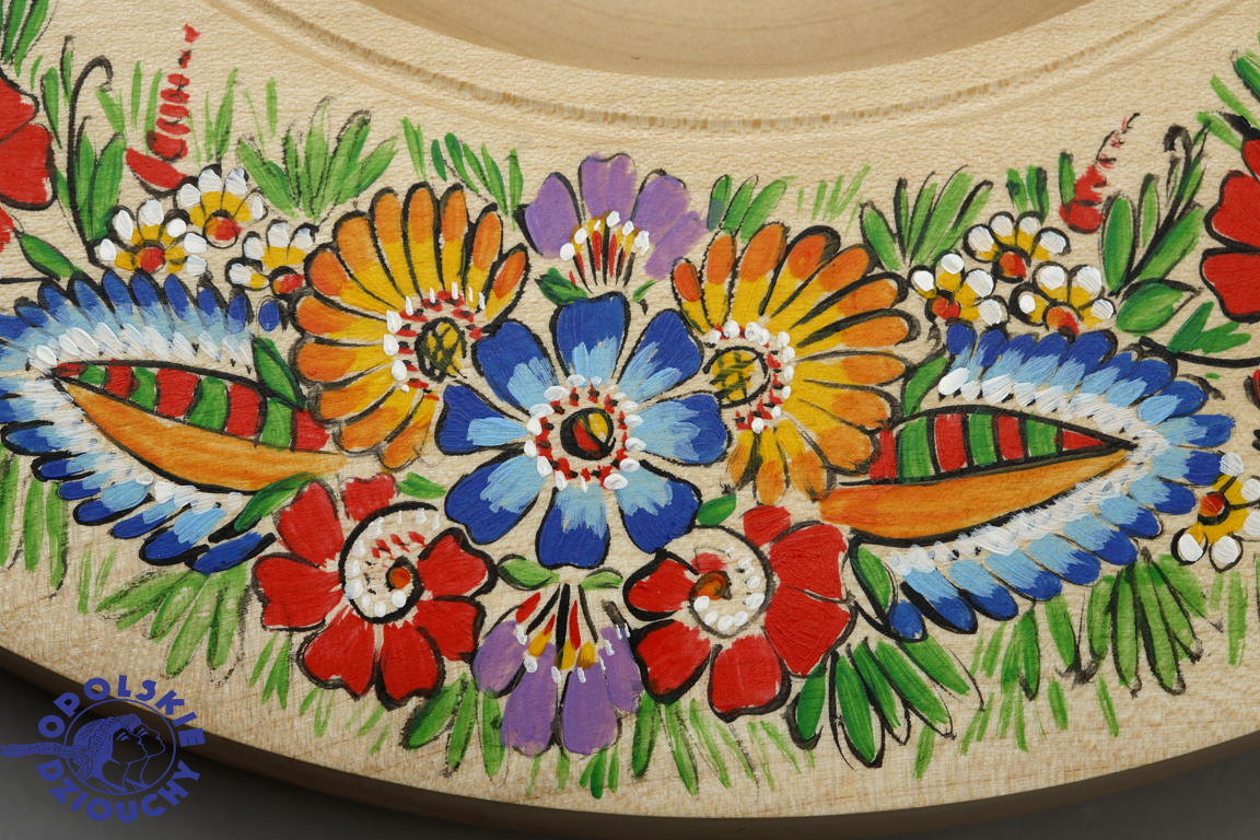 wzór opolski cepelia foklor ludowo kwiaty ręcznie malowane opolskie dziouchy opole opolskie drewno toczone